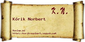 Kórik Norbert névjegykártya