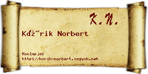 Kórik Norbert névjegykártya